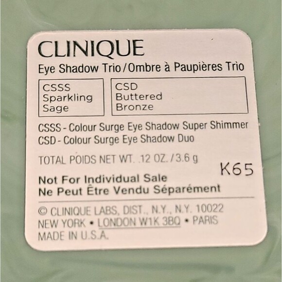 Clinique Eye Shadow Trio Sparkling Sage Buttered Bronze Travel Size .12 oz GWP - Picture 2 of 7